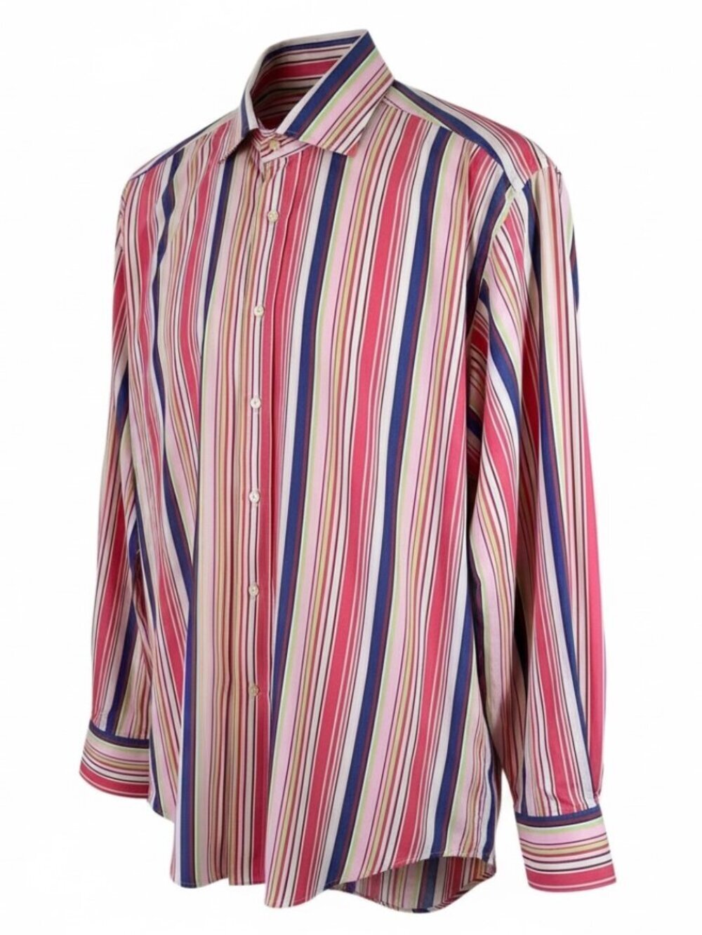 Etro Milano Multicolor Stripe Dress Shirt Cotton Button Down Size 4